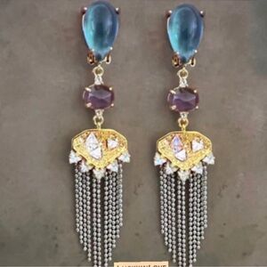 Elegant Gold and Silver Dangle Earrings